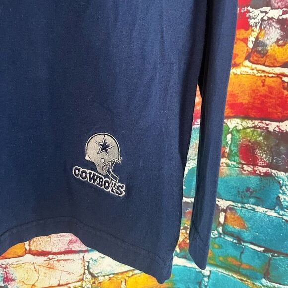 Vintage Y2K Dallas Cowboys Embroidered Logo V-Neck Long Sleeve Tee Shirt T-Shirt - Picture 3 of 4